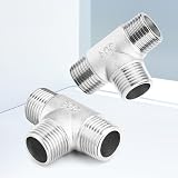 ERGAOBOY 2 Pcs 1/2" BSP Stainless Steel 304 T-Shape 3 Way Fitting Water Oil Gas view 7