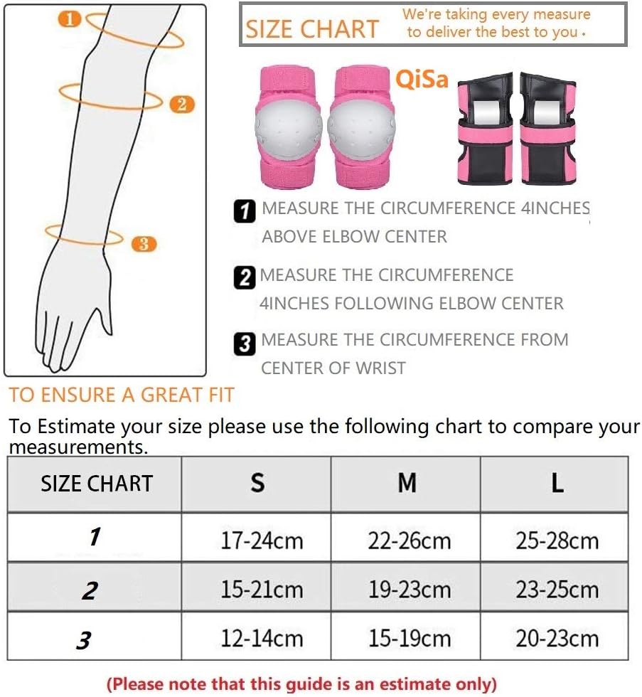 QiSa Kids & Adults Knee and Elbow Pads with Wrist Guards Protective Gear Set : Sports & Outdoors