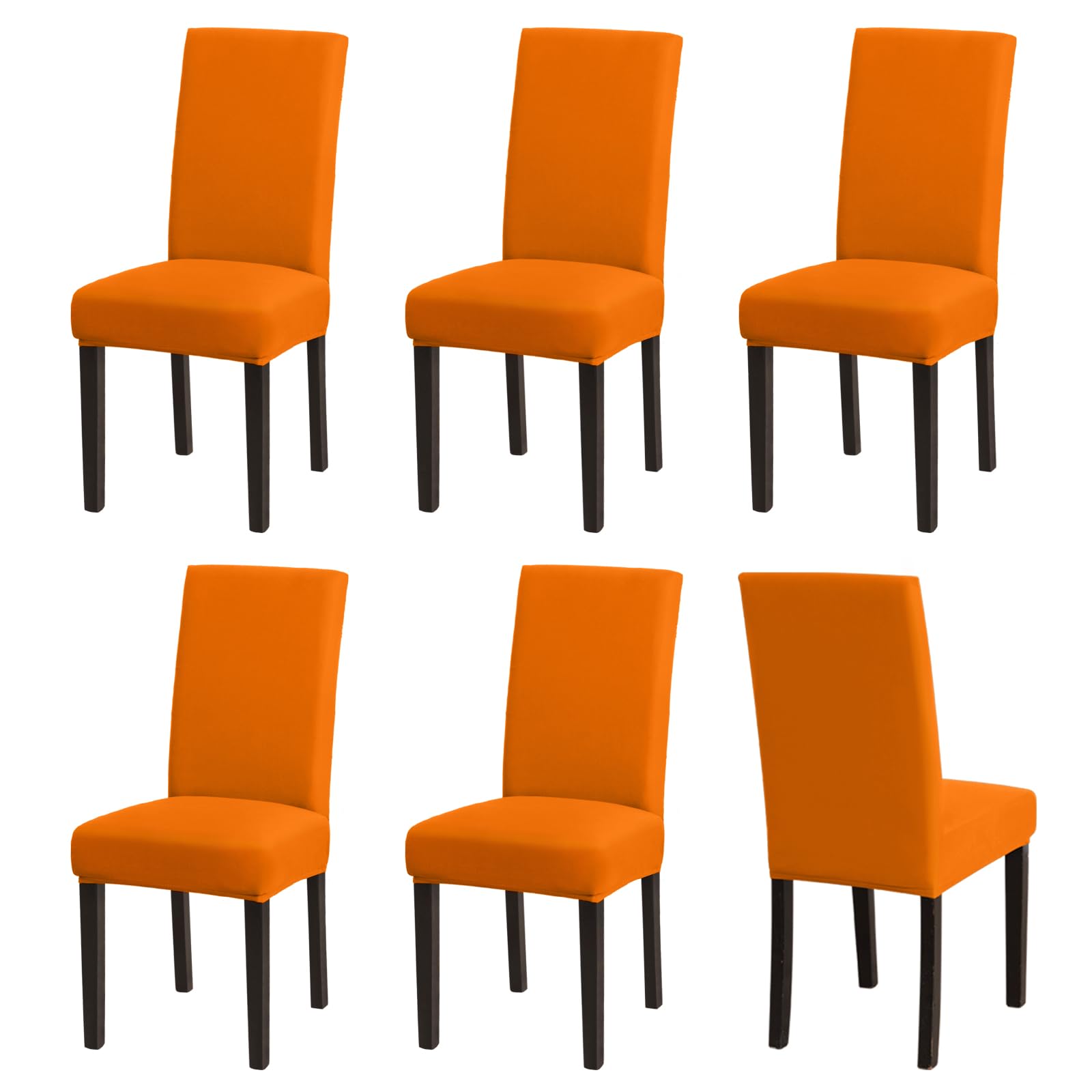 Sufdari Chair Covers 6 Orange,Stretch Dining Chair Covers, Spandex seat Covers for Dining Chairs,Elastic Washable Chair Protectors for Dining Room,Hotel,Restaurant,Banquet (6,Orange)