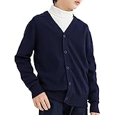 CUNYI Boys' Button-up Cardigan with Elbow Patches V-Neck Cotton Knit Sweater Casual Outerwear