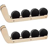 Beeveer 2 Pcs Hockey Puck Display Cases Wooden Wall Mount Hockey Puck Holder with Hook for Players Team Gifts Living Room Storage Decoration Accessories