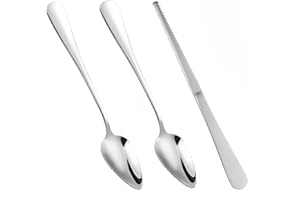 Chunlaihang 3Pcs Serrated Grapefruit Spoons and Knife Set, Stainless Steel Flatware Set with Serrated Edges, Grapefruit Utens