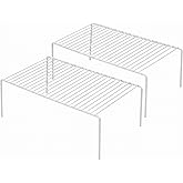 iPEGTOP Kitchen Cabinet Storage Shelf Rack, Set of 2 Large (15.7 x 9.4 Inch) Rustproof Metal Wire Shelves Spice Shelf Rack Cupboard Organizer for Pantries Countertops Utensils Organization, White