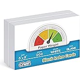 Chell 200 Count 5x8 Inch Heavyweight Blank Index Cards, Unlined, White | No Bleed-Through, Double Side Unlined, Made of 74 lb. Cover Weight Paper