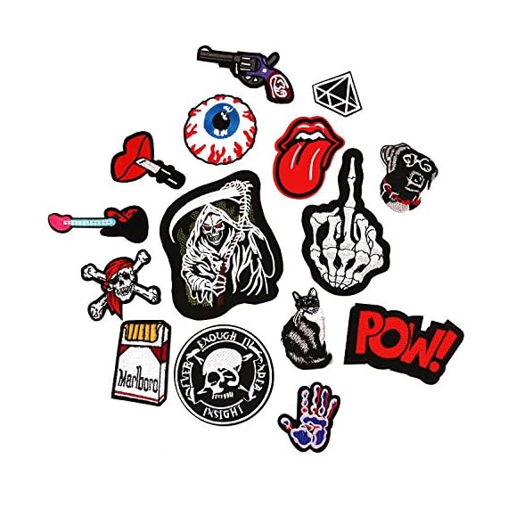 Iron-on-Patches-15-Pieces-Assorted-Cool-Patches-Fabric-Embroidered-Patches-Motif-Applique-Kit-Perfect-Ironed-on-Jackets-Clothing