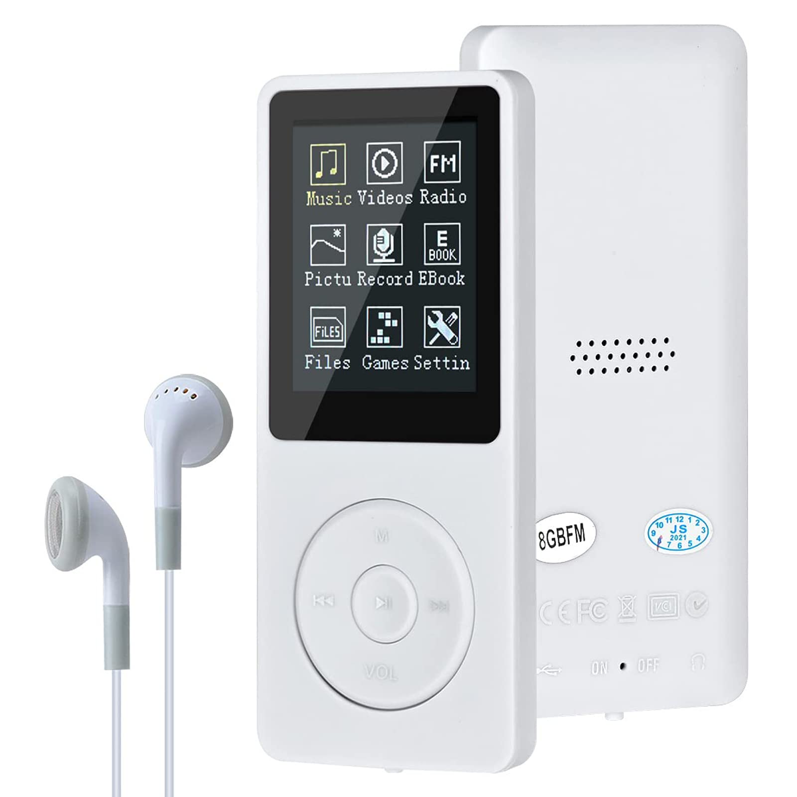 MP3/MP4 Digital Music Player,Lychee Upgrade 8GB Portable HiFi Lossless Sound Music Player with Music/Video/Voice Record/FM Radio/E-Book Reader, Supports up to 64GB (White)