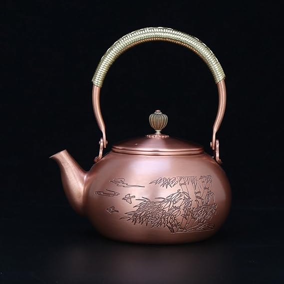 ZH Benutzerdefinierte handgefertigte Kupfer Kupfer Topf Tee Gesundheit gekocht Wasser tragbare Topf Tee Geschenk Bronze lila 