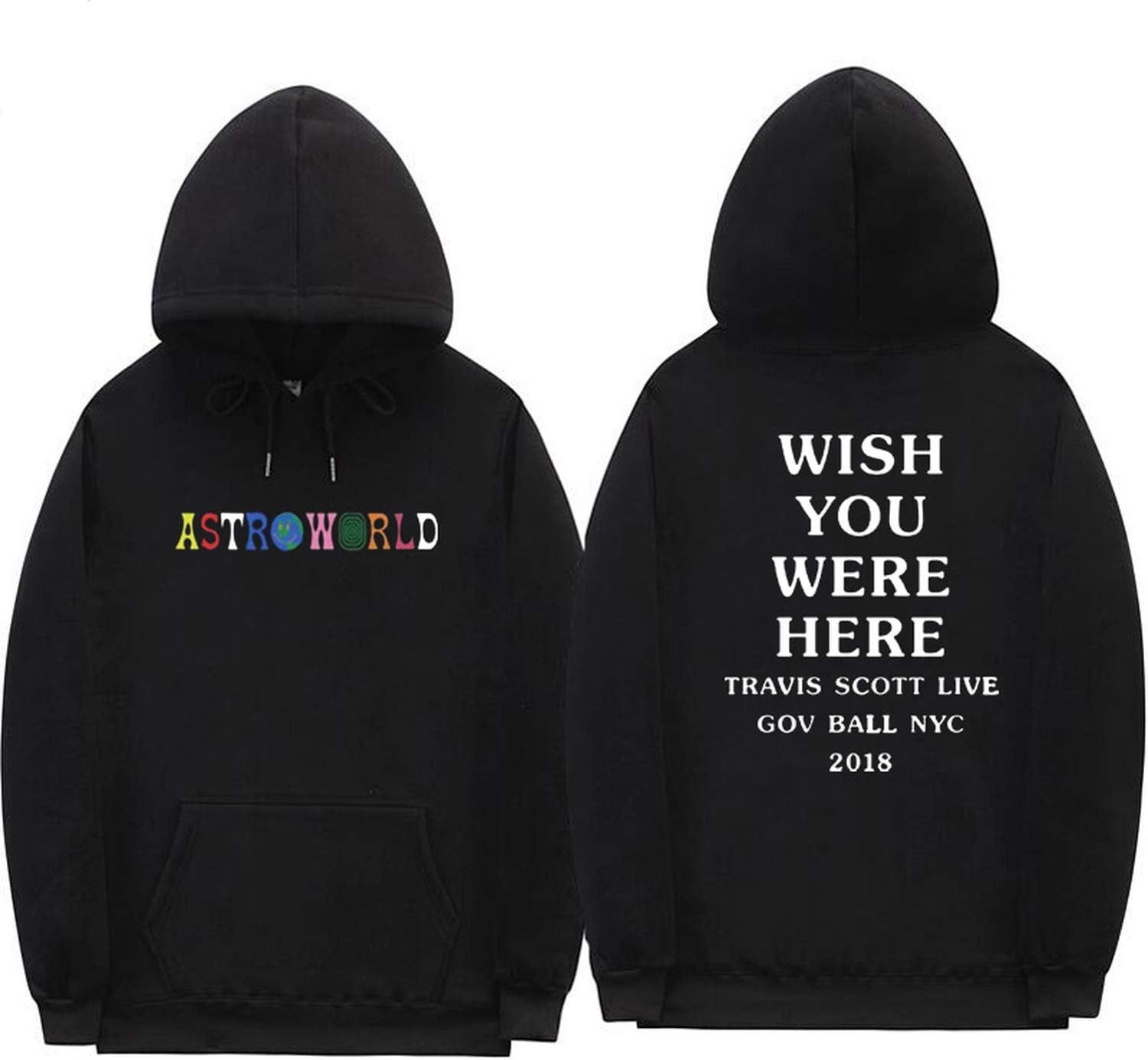 Travis Scott Astroworld Hoodies Letter Print Hoodie Streetwear Man and Woman Pullover Sweatshirt, (s, Black XMS65)