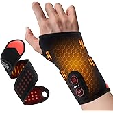 Cordless Wrist Heating Pad, Vibration Massage Heated Wrist Brace, Rechargeable Hand Heating Pad Wrist Wrap for Carpal Tunnel Relief, Left Right Hand Pain Relief for Women Men, 3 Heat Vibration Levels