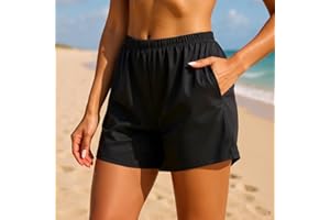 Women's Quick Dry Swim Shorts High Waisted Swim Bottom Swimsuit Board Shorts with Pockets