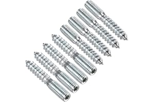 TOP-VIGOR 8Pcs M8x50mm Double Headed Bolts Self Tapping Screw, Double Ended Dowel Screws, Screw Dowels Hanger, Threaded Lag Wood Screws and Machine Bolts for Wood Joint Furniture