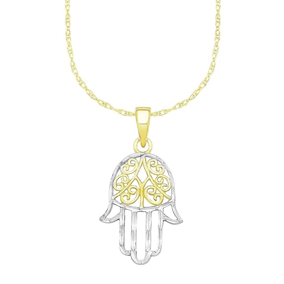 Amor Damen-Kette 45 cm mit Anhänger Hamsa Hand der Fatima 333 Gelbgold