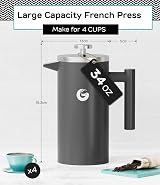 Coffee Gator 304 Stainless French Press 34 oz with 4-Level Filtration view 3