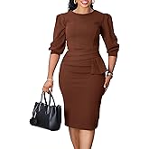 ZVO Midi Dress for Women Pencil Dress Fashion Work Dress Elegant Church Dress High Waist Outfits
