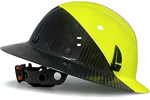 SAFEBUILDER Carbon Fiber Full Brim Hard Hats Made of Carbon Fiber Safety Helmet 6-Point Suspension ANSI Certified for Construction, Industrial, Outdoor Work