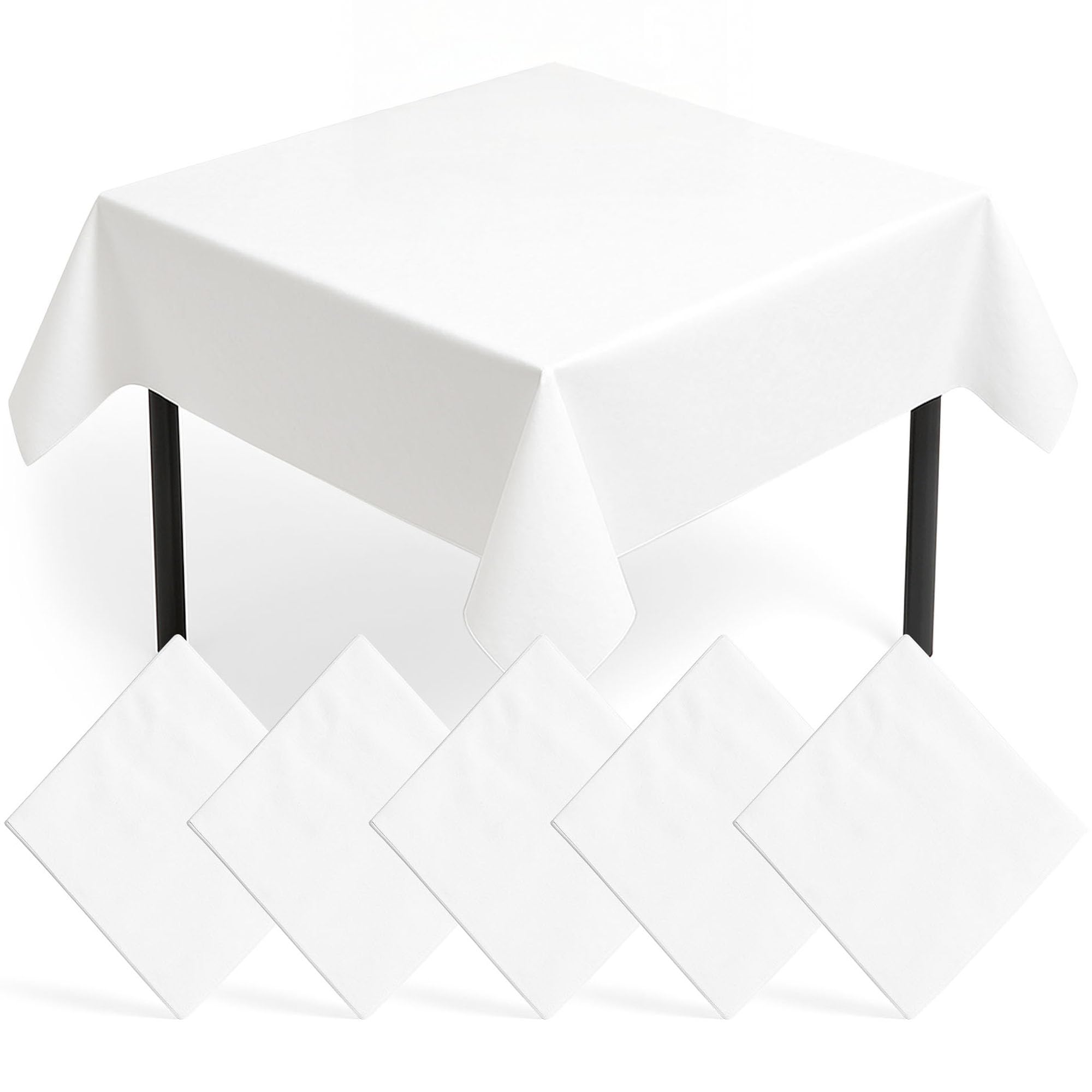 SOL 5pk White Paper Table Cloths Disposable 90x90cm Tablecloths for Parties Thick Absorbent Covers - Easy Clean Up for Weddings, Birthdays, Gender Reveals, Craft Activities, Kids’ Meals, Family Events