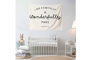 OSUNBD Christian Tapestry for Kids Room 40x30In, 'I am Fearfully and Wonderfully Made' Bible Verse Premium Flannel Tapestries