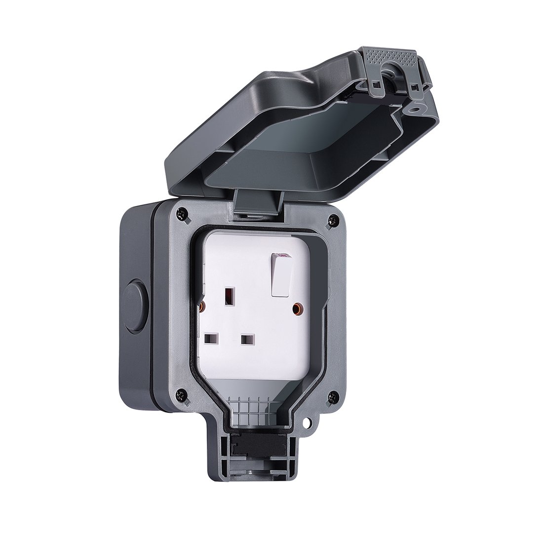 Veryredtek Weatherproof Socket, Single Outdoor Socket 13A IP66 Rated
