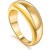 micuco Chunky Dome Rings for Women 14K Gold Plated Statement Ring Cubic Zirconia Inlay 14K Gold Plated Star Thick Rings