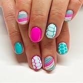 24 Pcs Summer Ocean Breeze Press on Nails Extra Short Square,ZIFANHU Fake Nails Press ons Nail Tips Glue on Nails Full Cover Acrylic Kit False Nails with Blue Crack Line Nail Art Design for Women