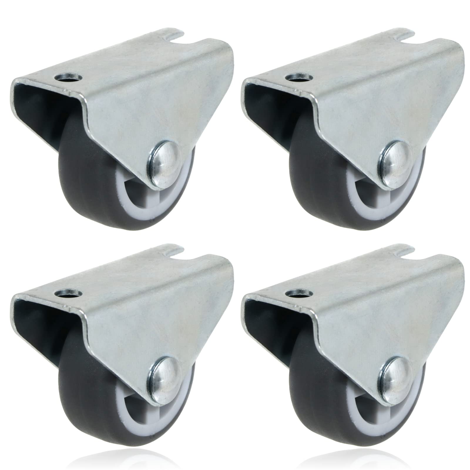 SPARES2GO Universal Castor Wheels Fixed Plate Fixing 1'' Mini Wheel (30mm, Pack of 4)