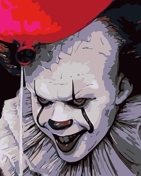 Amazon 油絵 数字キット塗り絵 大人 子ども 塗り絵 怖いピエロ Diy絵 デジタル油絵 手塗り 数字キットによる絵画 絵かき インテリア 壁飾り ホームデコレーション 40x50cm 額縁なし ぬりえ おもちゃ