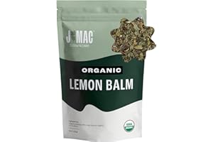 J Mac Botanicals Organic Lemon Balm (4 oz), Loose Leaf Tea, Dried Lemon Balm Tea, Organic herbal herbal Infusion, Lemon balm leaves, melissa officinalis tea, Certified USDA Organic