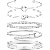 FAFUGA 18 K Gold Plated Love Bangle Bracelet Stack Cuff Jewelry for Women Jewelry Set for Women Gift with Box
