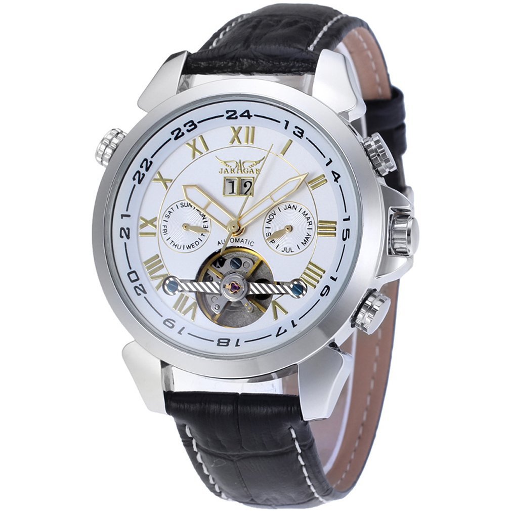 FORSINING Men's Automatic Tourbillon Calendar Classic Band Wrist Watch