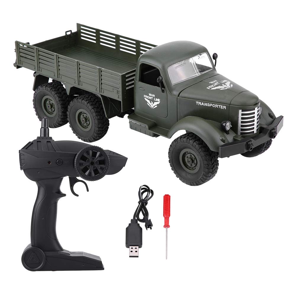 RC Car, 1/16 Model Remote Control Six-Wheel Drive Military Truck RC Toy Car (Green)