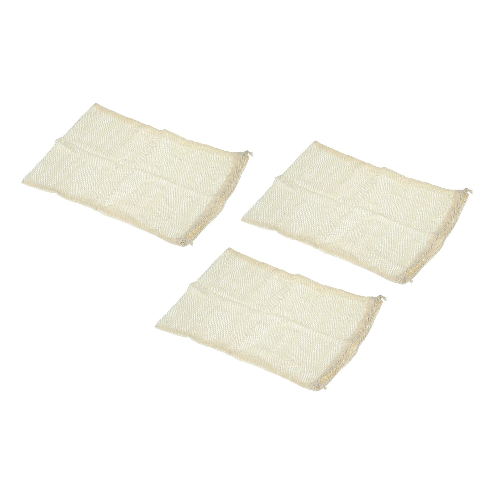 PATIKIL Reusable Produce Bags, 3 Pcs 12" x 16" Cotton Mesh Grocery Produce Bags Vegetable Fruit Washable Bags with Tare Weight & Drawstring