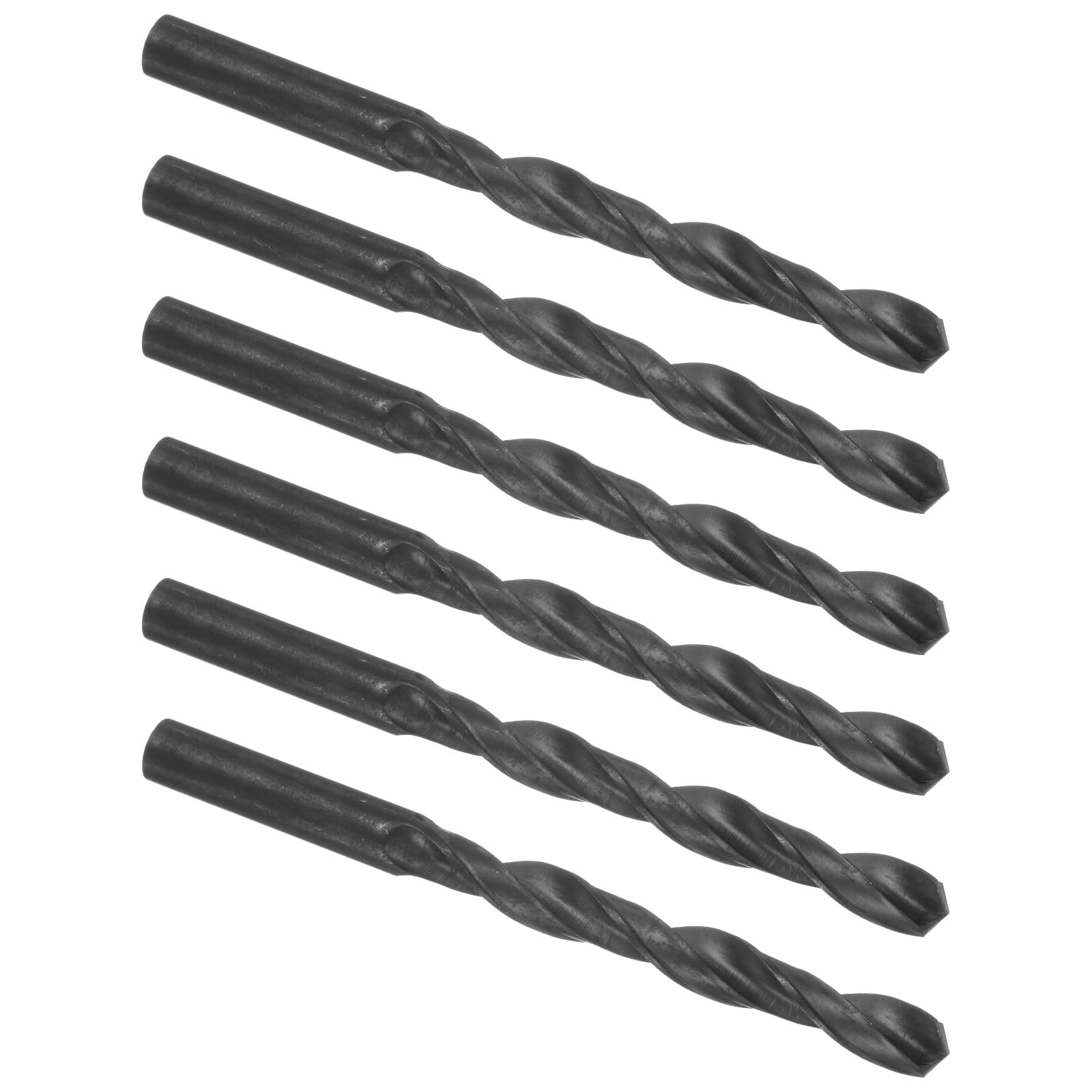 Kozelo 6PCS Twist Drill Bit - [3/8"] High-Speed Steel Round Shank Jobber Bit Set Black for Metal Wood Plastic Steel Use, 85mm/3.35" Blade Length