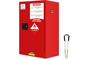 PXVWA 16 Gallon Flammable Storage Cabinet, 23.23'' x 18.11'' x 35.6'' Explosion Proof Cabinet, Adjustable Shelf Flammables Storage Cabinets for Gasoline, Alcohol, Flammable Liquids (16Gal-RED)