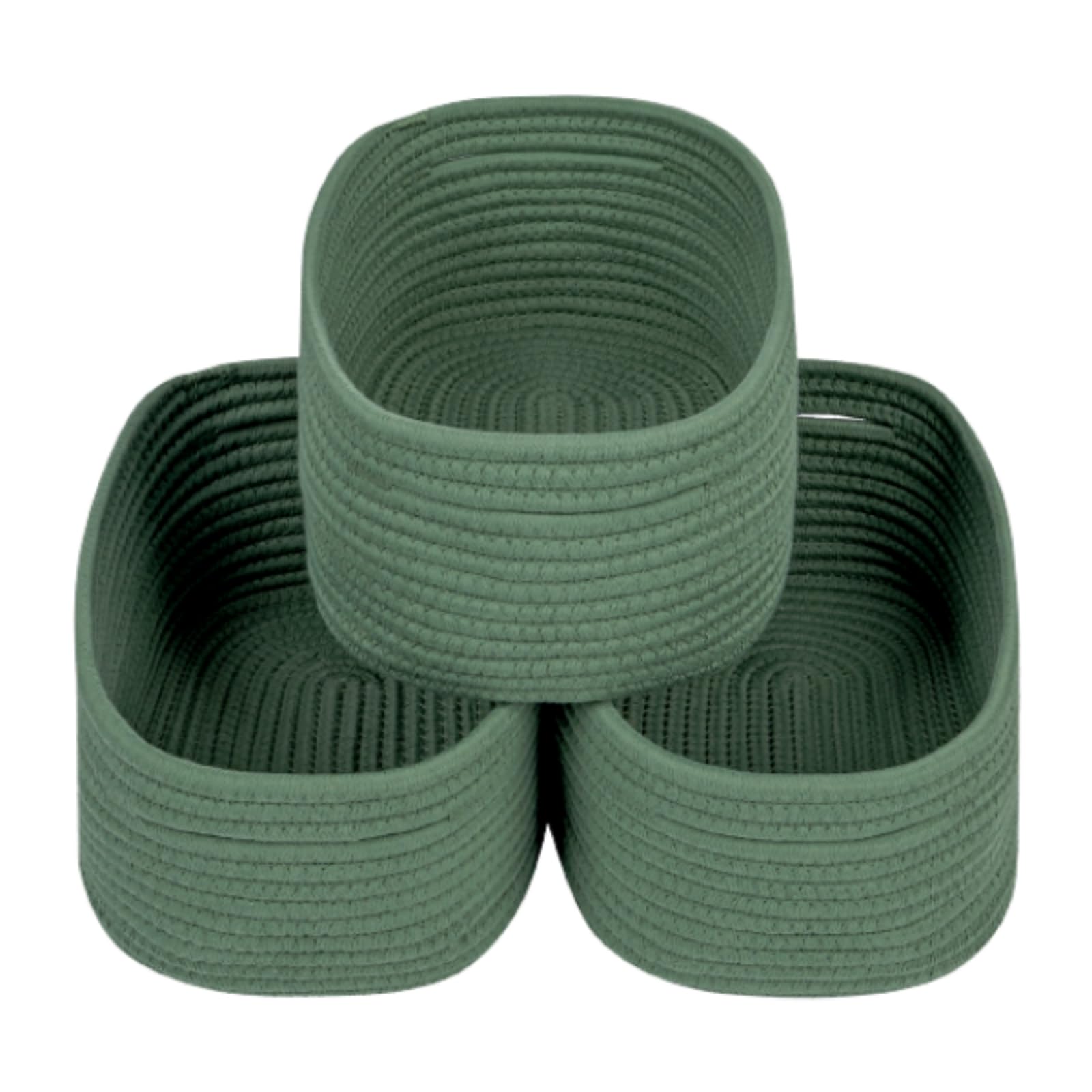 Photo 1 of CubesLand Small Storage Basket for Shelves, Woven Rope Green Basket for Organizing, Durable & Skin-Friendly Cube Shelf Closet Organizer Bins, Toy Storage Organizers Bin, Modern Home Decor with Handles