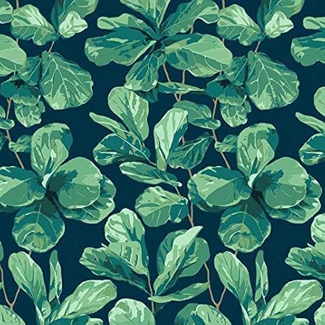 Amazon 壁紙 シール はがせる Fiddle Fig Indigo ボタニカル 植物 ネイビー グリーン 緑 壁紙
