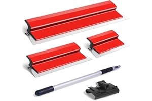 DEKEones Drywall Skimming Blade Set, Stainless Steel 10",16" & 24" Skimming Blades with 28"-62" Extension Handle Pole, Professional Drywall Skimming Tools for Smoothing Wall and Ceiling
