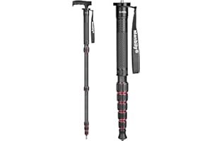 Manbily Carbon Fiber Camera Monopod, Portable Compact Lightweight Travel Monopod with Walking Stick Handle for DSLR Canon Nikon Sony Video Camcorder, 28mm Thick Leg, Max Load 22 lbs/10kg