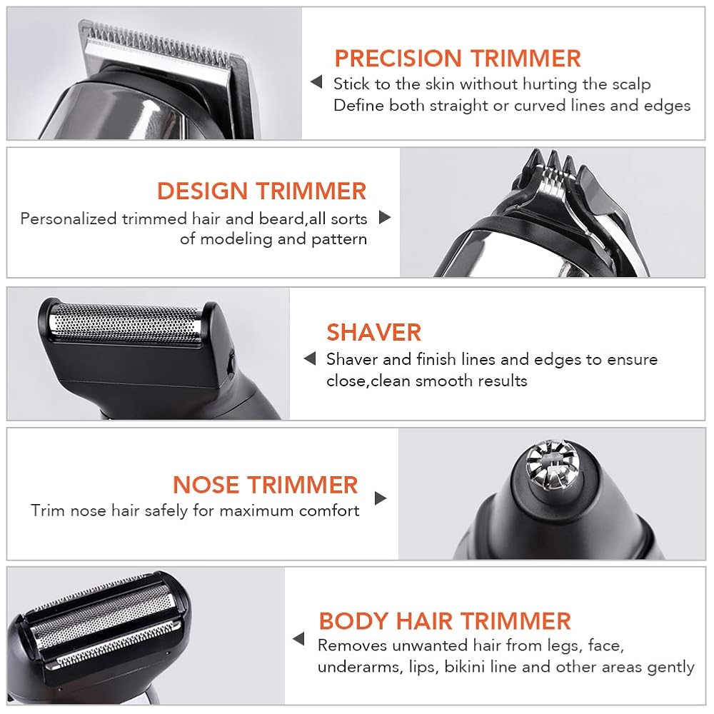 Beard Trimmer for Men, Rechargeable Cordless Kit with Stand Waterproof