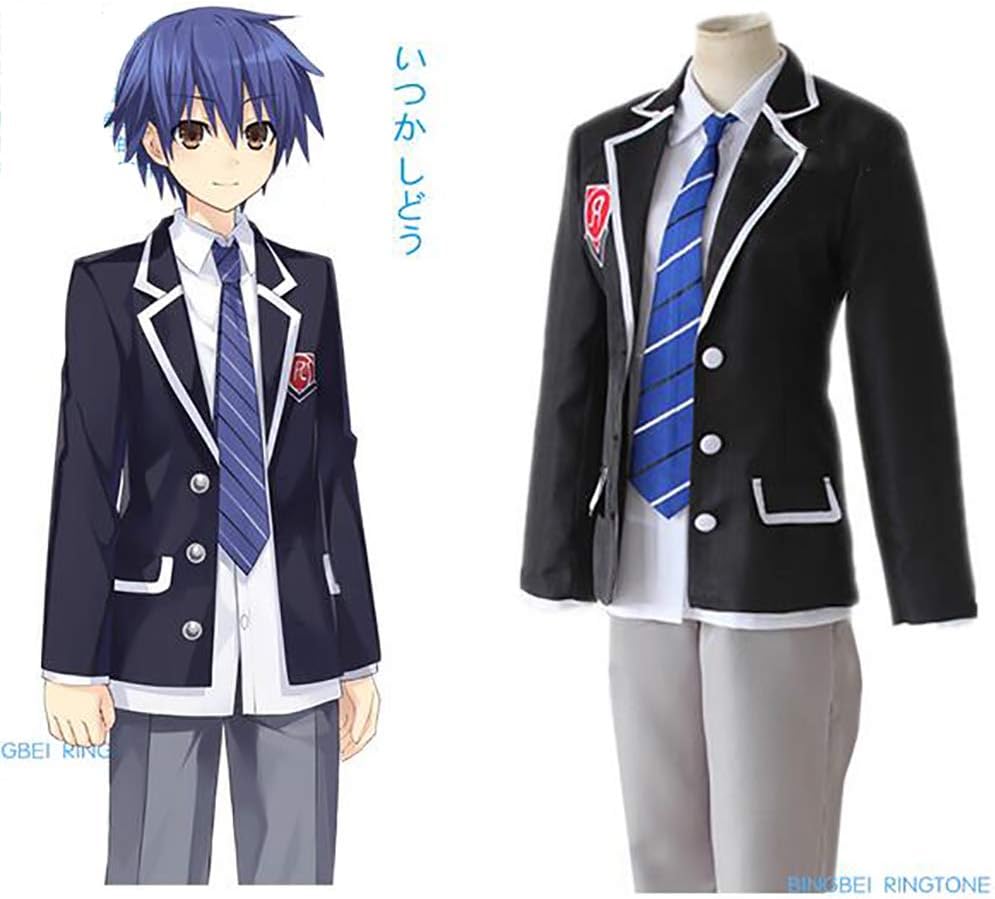Ullaa Date A Live Itsuka Shido Anime Cosplay Costume High School Uniform Suit White Border Lapel Full Set For School Ceremony Anime Shows Masquerade S Amazon Co Uk Toys Games