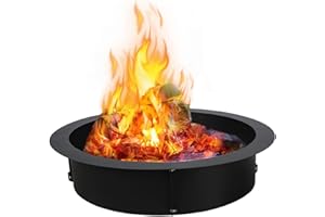 FORJAMINT Outdoor Fire Pit Ring 45 inch Fire Ring for Outside Fire Pit, 2.0mm Thick Metal Steel Duty Solid Round Fire Pit Insert, for Outside DIY Campfire Ring Above or In-ground (Black, 39×45 inch)