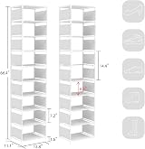 esonstyle 10 Tier Metal Shoe Rack White Vertical Organizer 66.4in tall view 4