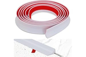 Soengsau Peel and Stick Splash Guard for Countertop, Shower Water Dam Barrier, Waterproof Caulk Seal Strip for Kitchen and Bathroom Sink Cooktop Edge (White, 39" L x 0.59" H)