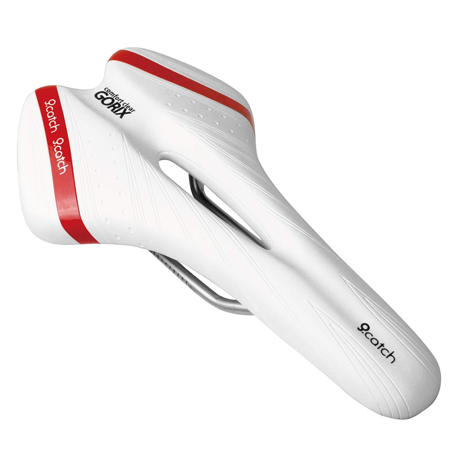 GORIX Bike Saddle Seat Comfortable Cushion with Rail Mountain Road Bicycle for Men and Women (A6-1) (White×Red)