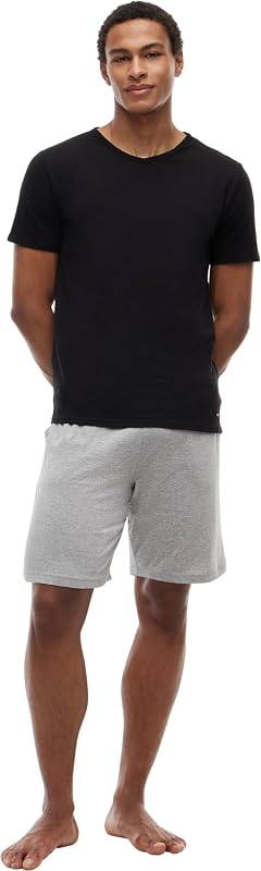 T-Shirts Manches Courtes Lot de 3 Homme Stretch Col en V, Multicolore (Black/White/Grey Heather), M — photo 6 sur 8