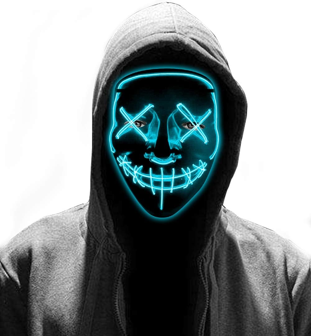 LED Halloween Mask - Glowing Light Up Mask Purge Mask for Men Women Costume Carnival Masquerade Cosplay