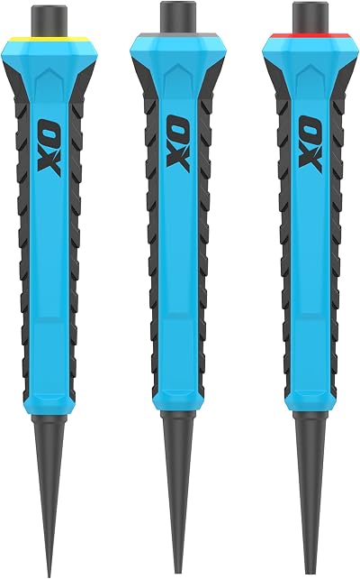 OX Tools OX Pro Nail Punch 3 Pack 0.8mm 1.6mm 2.4mm Forged Steel