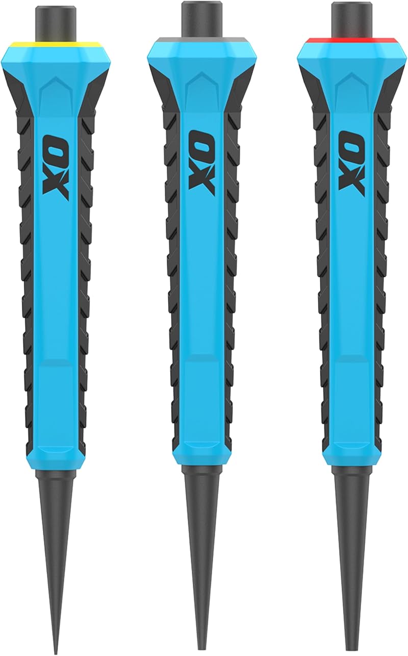 OX Tools OX Pro Nail Punch 3 Pack 0.8mm 1.6mm 2.4mm Forged Steel