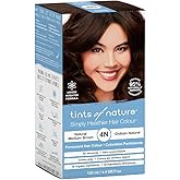 Tints of Nature 4N Natural Medium Brown Permanent Hair Dye, Vegan 4.4 fl oz | Delivers vibrant medium brown colour while conditioning hair from within, Ammonia-free provides complete grey coverage