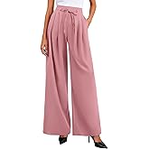 PRETTYGARDEN Womens Spring Wide Leg Dress Pants Business Casual Work High Waist Baggy Tie Trousers Pleated Palazzo Slacks
