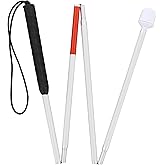 Mondo Medical Blind Cane Mobility Stick - Reflective Red and White Cane with Marshmallow Ball Tip, Seeing and Sight Impaired Foldable Blind Walking Stick for Visually Impaired Men and Women
